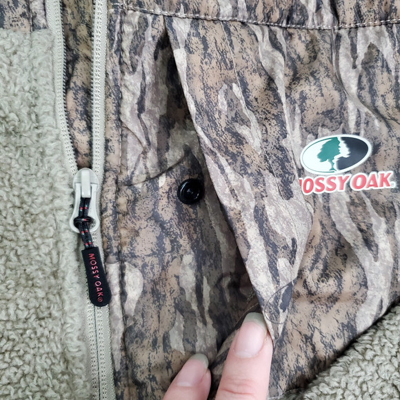 Mossy Oak Mens Jacket Brown Camo S Sherpa Fleece 1/4 Zip Hunting Soft Outdoor - Picture 5 of 7